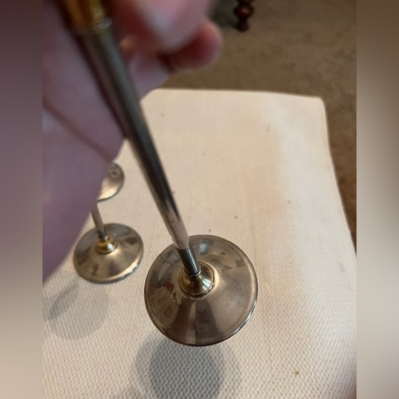 Candlestick Holder Vintage Silver Gold Glass Pedestal Home Decor Italy Set of 3 - Picture 6 of 7